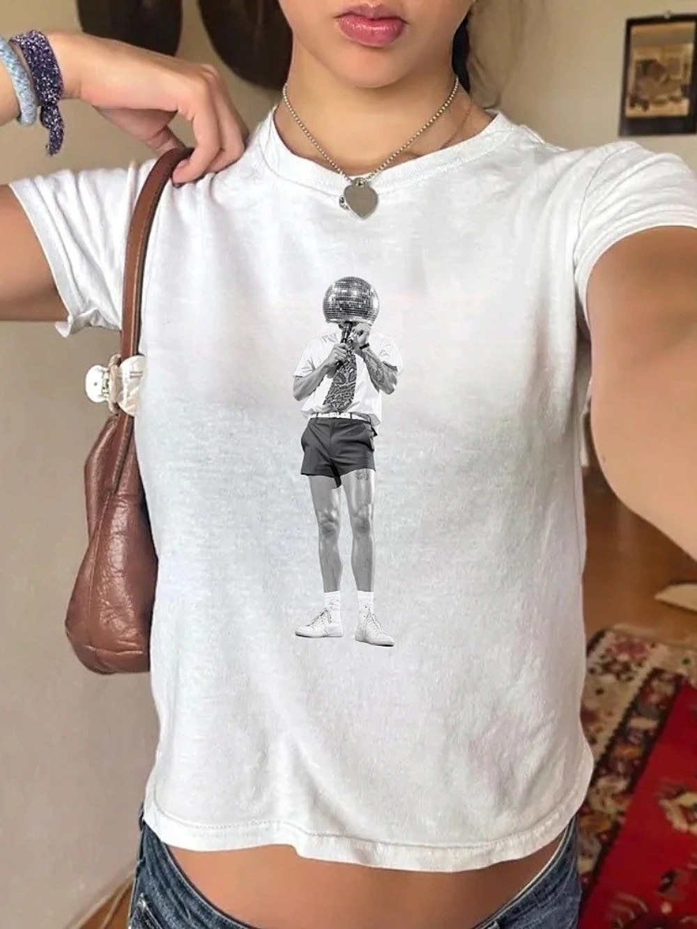 Harry Styles Disco Ball Head Fan Art White BabyTee